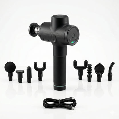 Pistolet de massage percussion sur fond blanc — Recovly